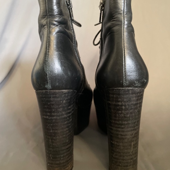 Black Leather Platform Boots - Picture 4 of 5